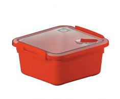 Rotho Memory Mikrowellendose 1l mit Ventil, Kunststoff (PP) BPA-frei, Rot, 1 Liter