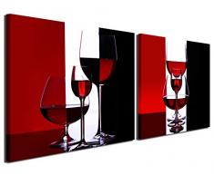 Gardenia Kunstdruck – Wein Wall Art Gemälde auf Leinwand Bilder Abstrakt Wein Glas in rot schwarz weiß für Küche Schlafzimmer Living rommg Dekoration, 30,5 x 30,5 cm Pro Stück, 2 Stück pro Set