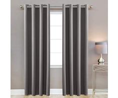 GrandLinen 2 Platten Verdunkeln Isoliert Blackout Tülle Fenster Vorhang Set für Wohnzimmer und Schlafzimmer, 5,1 x 137,2 cm Breite Paneele mit 84 Tall Grau/Schwarz