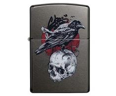 Zippo Raven Skull Design Feuerzeug, Messing, 5,83,81,2