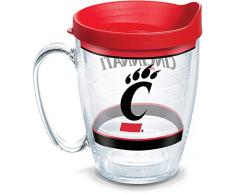 Tervis 1348027 Cincinnati Bearcats Tradition Thermobecher mit Wrap und rotem Deckel, 473 ml, transparent