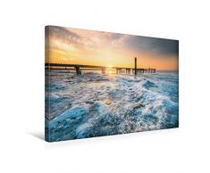 Premium Textil-Leinwand 45 x 30 cm Quer-Format Zugefrorener Jadebusen in Dangast | Wandbild, HD-Bild auf Keilrahmen, Fertigbild auf hochwertigem Vlies, Leinwanddruck von Rainer Ganske Fotografie