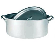 Pentole Agnelli Kasserolle, oval, mit Deckel, Aluminium, 2 Griffe, Edelstahl, silberfarben