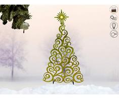 ABC Home Garden Solarleuchte â â Solarstecker Weihnachtsbaum â â Lichtsensor â Ein- & Ausschalter â solarbetrieben, Metall, Gold, ca. 1 cm T x 44 cm B x 92 cm H