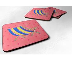 Caroline s Treasures ld6139fc Strandkorb Schaumstoff Untersetzer (4 Stück), 8,9 cm H x 8,9 cm W, multicolor