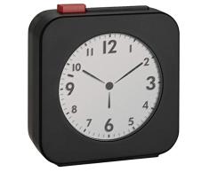 TFA Dostmann Funk-Wecker, 60.2555.01, mit LCD Display mit analoger Zeitanzeige, ideal als Reisewecker, Weckalarm, schwarz/rot, Kunststoff, (L) 72 x (B) 27 x (H) 77 mm