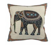 huacel Überwurf Kissen Fall, Baumwolle Leinen Sofa Stuhl Sitz Überwurf Kissenbezug Dekorative 45,7 x 45,7 cm – Gobelin Jacquard Retro Indischer Elefant