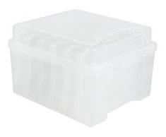 Rayher 39572000 Aufbewahrungsbox mit 6 Innenboxen, transparent, 21 x 18,5 x 14 cm, zum Sortieren und Ordnen