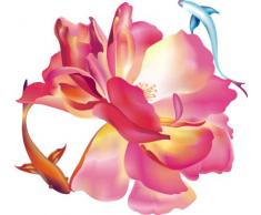 Indigos 4051719839715 Wandtattoo ME209 Fisch Karpfen Hibiskus BlÃ¼te Blume Pflanze 96 x 88 cm