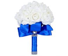 Faylapa Rustikaler Hochzeitsstrauß aus Jute, Blumensträuße Royal Blue Bridal Bouquet