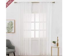 WUBODTI Vorhang aus Leinen, durchsichtig, Weiß, für Schlafzimmer, Wohnzimmer, 1 Panel, 99 x 200 cm lang 52W x 63H Inch weiß