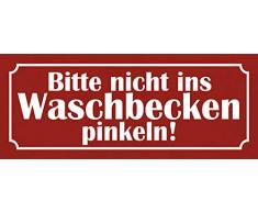 Schatzmix Bitte Nicht ins Waschbecken pinkeln Metallschild Wanddeko 27x10 cm tin Sign Blechschild, Blech, Mehrfarbig