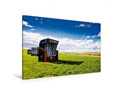 Premium Textil-Leinwand 120 x 80 cm Quer-Format Strandkorb | Wandbild, HD-Bild auf Keilrahmen, Fertigbild auf hochwertigem Vlies, Leinwanddruck von fotokrieger.de