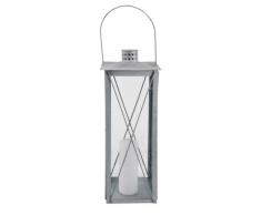 Esschert Design Laterne, Windlicht Farol in grau aus verzinktem Metall, eckig, Größe L, ca. 20 cm x 20 cm x 51 cm