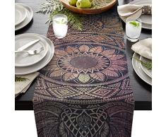 Family Decor Leinen Jute, Tischläufer, Kommode, Schal, Mandala, Elefant, indisch, Boho, Bohemian, Hipper-Design 18 By 72 Inch Mandala-037fad8470