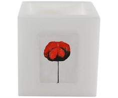 Magic Candle World Lanterns Fusing-Glas Kollektion Laterne. Handbemaltes Schmelzglas mit Mohn. Windlichter aus Wachs. Wiederverwendbar.Teelichtlaterne.