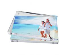 Magnetischer, rahmenloser Acrylblock, für den Schreibtisch, doppelseitig, transparent, freistehend, schwebend, für Fotos, Kunstwerke, Urkunden und Dokumente, 8,9 x 12,7 cm