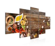 Bilder Küche Gewürze Wandbild Vlies - Leinwand Bild XXL Format Wandbilder Wohnzimmer Wohnung Deko Kunstdrucke Braun 5 Teilig - MADE IN GERMANY - Fertig zum Aufhängen 019253a