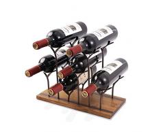 Weinregal mit Tischplatte aus Holz, ideal für Heimdekoration und Küchenregal, Bar, Weinkeller, Schrank, Speisekammer, etc, Holz und Metall (Bronze) 6 Wine Bottles Bronze