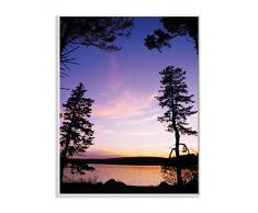 Stupell Industries Foto Lakeside Sunset Silhouette Blau Orange Wandtafel 13x19 Design vom Künstler Joseph Elliott