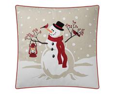 JWH Kissenbezug mit Schneemann-Applikation, Stickerei, für Zuhause, Bett, Wohnzimmer, Festival, Geschenk, 45,7 x 45,7 cm Art Deco 18 x 18 Inch schneemann