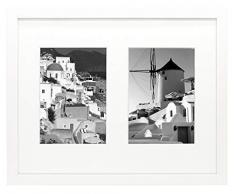 Golden State Art 11 x 14 Foto Holz Collage Rahmen mit Echtem Glas und Weiße Matte Zeigt (2) 5 x 7 Bilder 5x7 Weiß