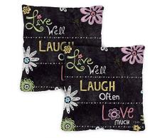 Toland Home Garden Live Laugh Love Kreidetafel 45,7 x 45,7 cm Dekorative Innenkissenbezüge nur für Innenbereich, 2 Stück