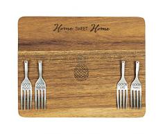 Pavilion Gift Company 88506 Sweet Home Ananas Schneidebrett, 17,8 x 22,9 cm, 4 Gabeln, 23 cm, Braun