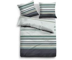 TOM TAILOR 0009887 Flanell Bettwäsche Garnitur mit Kopfkissenbezug (Baumwolle) 1x 200x200 cm + 2X 80x80 cm, minz