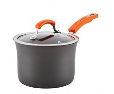 Rachael Ray Bratpfanne mit Antihaftbeschichtung Stieltopf 3 Quart Grau mit orangefarbenen Griffen