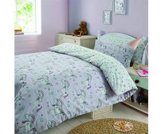 Dreamscene Magisches Einhorn-Bettwäsche-Set für Kinder, Bettbezug mit Kissenbezug, Feen, Regenbogen – Doppelbett