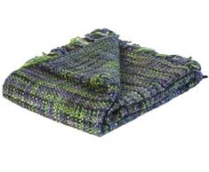 Jute & co Zanzibar hochwertige Decke Stoff Handarbeit, 100% Acryl, Grün, Einzelbett, 150 x 125 x 0.5 cm