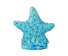 Urban Trends Keramik Kissen Sea Star Figur mit Ausschnitt Löcher und Ständer-Optik blau, blau