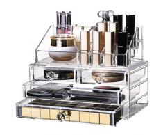 D.RoC Acryl-Make-up-Organizer, für Wattestäbchen, Tupfer, Kosmetik-Aufbewahrungsbox – Kosmetik-Organizer für Q-Tips, Wattestäbchen, Make-up-Pads, Kosmetik – für Bad und Schminktisch
