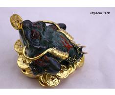 Drei Sie die Beine Reichtum Kröte – Geld Frosch Feng Shui Hand verarbeitet und verziert feinem chinesischem Porzellan, Figur 40301, porzellan, grün
