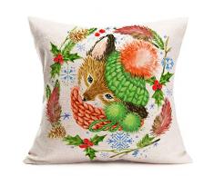 Asamour Kissenbezug, Bezauberndes Tier, mit schönem Blumenkranz, Baumwollleinen, Bauernhof, dekorativer Kissenbezug, 45,7 x 45,7 cm, quadratisch, für Sofa Couch 18 x 18 Fuchs