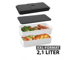 Cloer 800S3-1 Lunchbox Set 3 - Bento Box 4-teilig, BPA frei, 2,1 Liter XXL-Format, stapelbar und ideal zum Transport von Mahlzeiten, praktische Brotdose für die Arbeit, Schule oder Freizeit