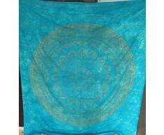 Indian Craft Castle, Mandala Barmeri Großer Bodenkissenbezug, Meditation, Sitzkissen, Überwurf, Hippie, dekorativer Reißverschluss, Bohemian Pouf, Ottoman Poufs, Pom-Pom-Kissenbezüge Queen Blue Gold Ombre Queen