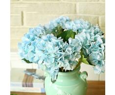 ysber 3 Big Köpfe Künstliche Hortensie Seide Fake Blumen Strauß Blumenstrauß Home Hotel Hochzeit Party Aufsteller Garten floral Decor blau