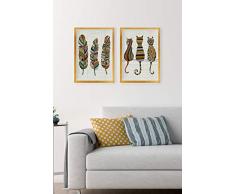 Bonamaison dekorativ 100% Mdf Malerei für Startseite,Gemälde für Wohnzimmer, Kunstdruck für Küche, Gerahmte Bilder für Schlafzimmer 34X44 Cm, 2 Stück - Hergestellt in der Türkei