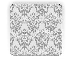 Rikki Knight Shabby Chic grau damast Design Quadratisch Kühlschrank Magnet