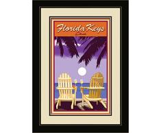 Northwest Art Mall jk-5686 mfgdm acpw Florida Schlüssel Adirondack Stühle Palmen weiß Wein gerahmtes Wandbild Art von Künstler Joanne Kollman, 33 x 40,6 cm