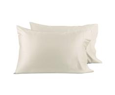 Sourcingmap 1800 Fadenzahl Ägyptische Baumwolle King/Standard Queen Size Kopfkissen Kissen Bezüge Set von 2, beige, King(20 x 40)