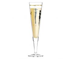 RITZENHOFF Champus Champagnerglas von EsserDesign (Vernissage), aus Kristallglas, 200 ml, mit edlen Gold- und Platinanteilen, inkl. Stoffserviette