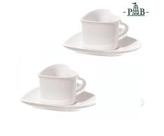 la Porcellana Cupido Herzen 2 Kaffee Tassen Geschenk-Box, weiß