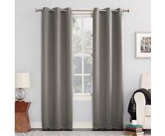 Sun Zero Durchsichtiger Vorhang mit Schlaufen Durchführung 40 x 95 Panel grau