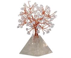 SUNYIK Trommelstein Edelstein Geld Baum Bonsai Fengshui Lucky Heilung Dekoration Rock Quartz Tree on Pyramid Base(4.5)