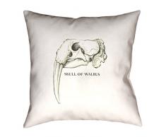 ArtVerse Katelyn Smith Walrus Skull Bodenkissen, doppelseitig, Bedruckt, mit verdecktem Reißverschluss und Einsatz 40 x 40
