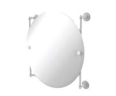 Allied Brass Dottingham Collection Round Frameless Rail Mounted Mirror Wandspiegel, matt weiß