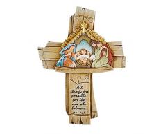 Autom Weihnachtskrippe im Holzstil, 19 cm